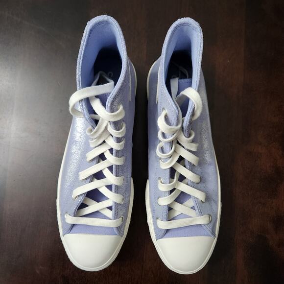 Converse All Star Lift Platform High Top Lilac Suede Shimmer Sneakers Size 10.5 - Picture 6 of 8